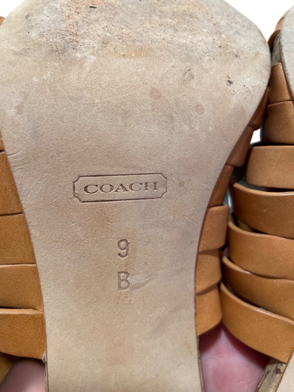 Coach wms brown leather strappy open toe 4" block dress heels sz 9B SKU 10-086 - Picture 6 of 14